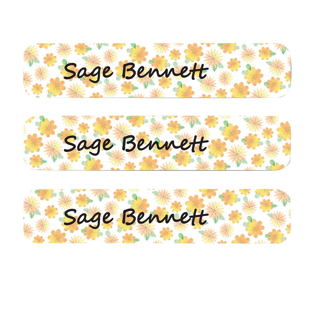 Ladybug Labels - Personalized Iron On Labels - Autumn Flowers - 50pcs