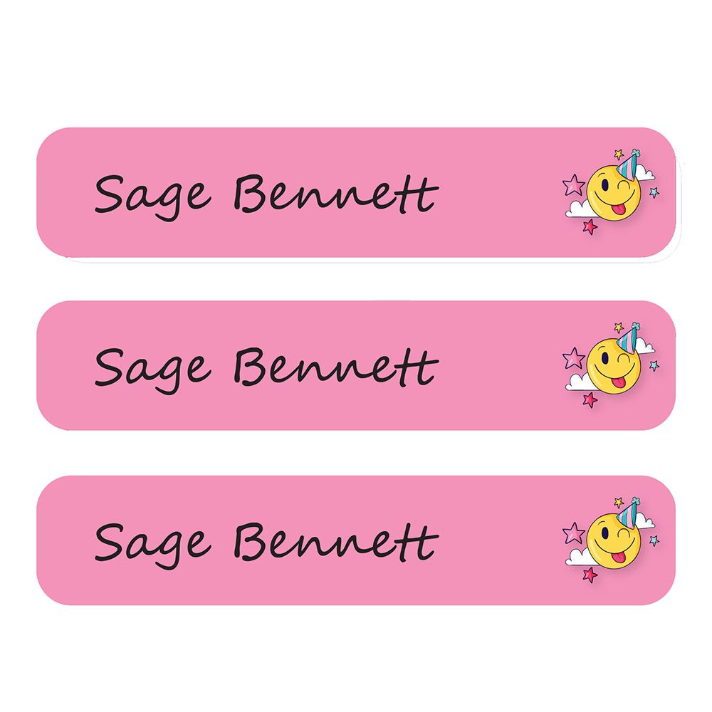 Ladybug Labels - Personalized Iron On Labels - Pink Smiley - 50pcs