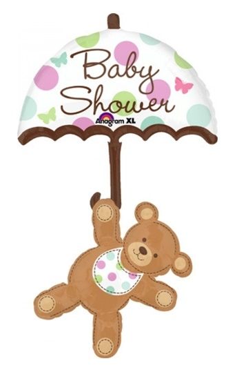 Party Centre - Baby Shower Umbrella and Bear Balloon