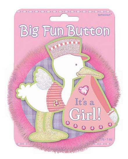 Party Centre - It's A Girl Big Fun Button
