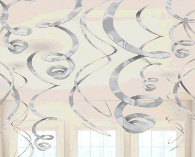 Party Centre - Silver Multi Plastic Swirl Hanging Decoration