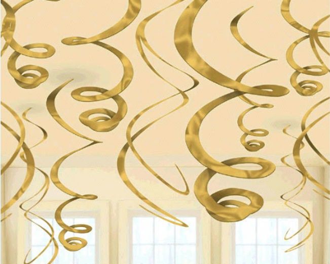 Gold Multi Plastic Swirl Hanging Decoration