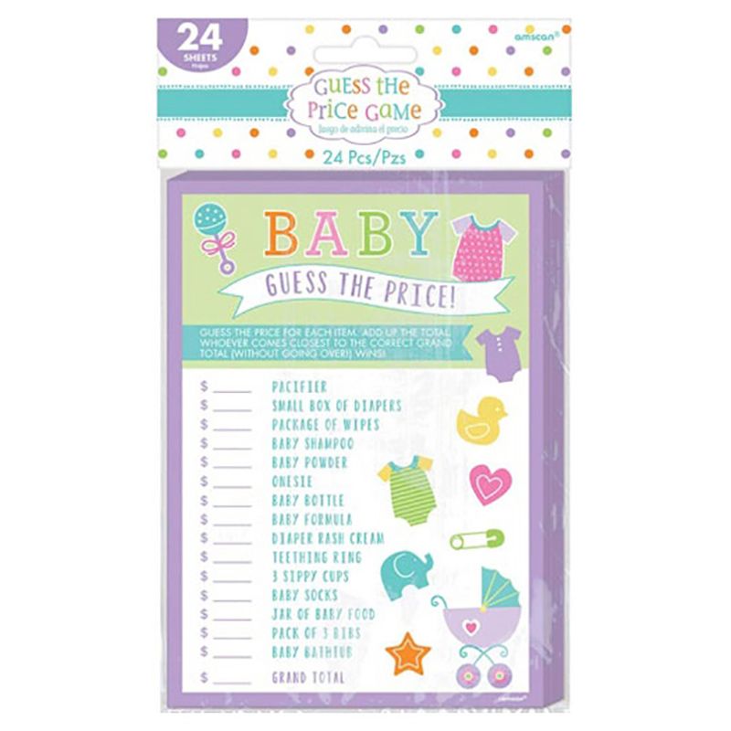 Party Centre - Baby Shower Guess The Price Game - 24 Sheets