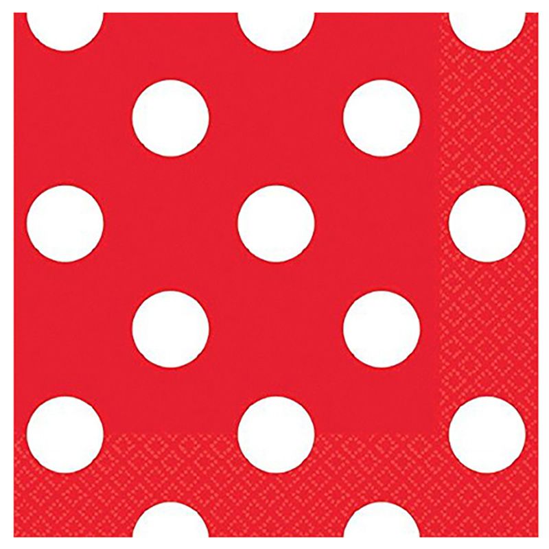 Amscan - Dots Beverage Tissues - Apple Red - Pack of 16