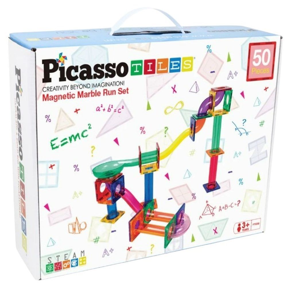 Picasso Tiles - Magnetic Marble Run - 50 Pcs