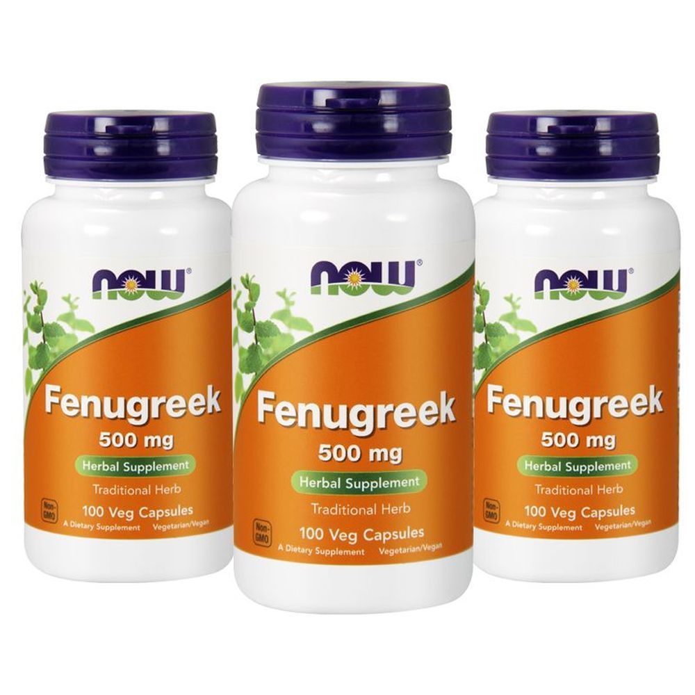 Now Foods Fenugreek 500mg 100 Capsules Pack of 3