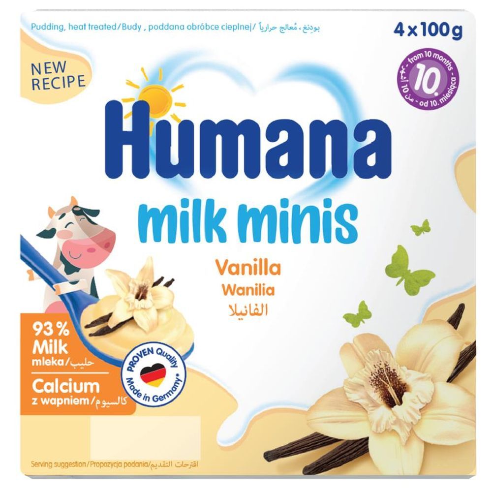 Humana Milk Mini Delicious Baby Snack, +8 months, Natural Vanilla 4x100g