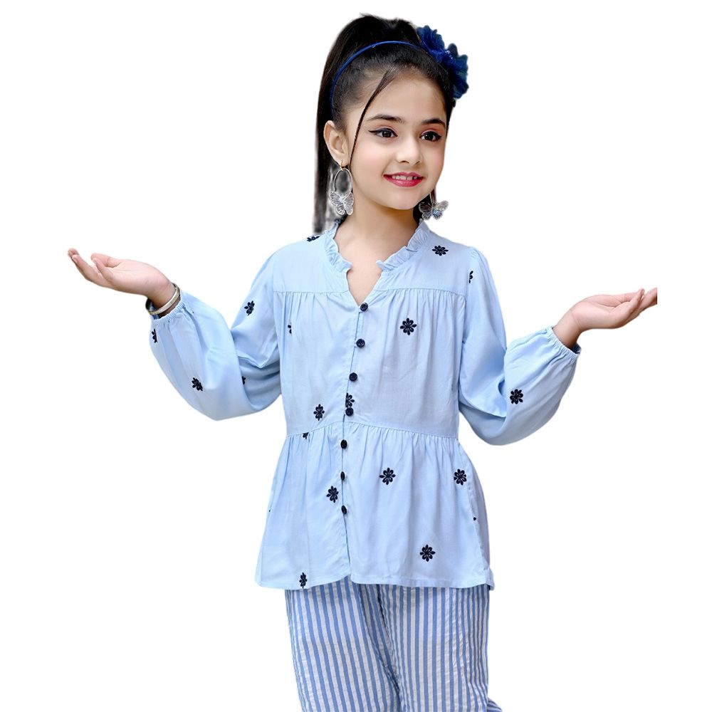 نيكسجين غيرلز - بلوزة بأكمام طويلة للبنات - أزرق