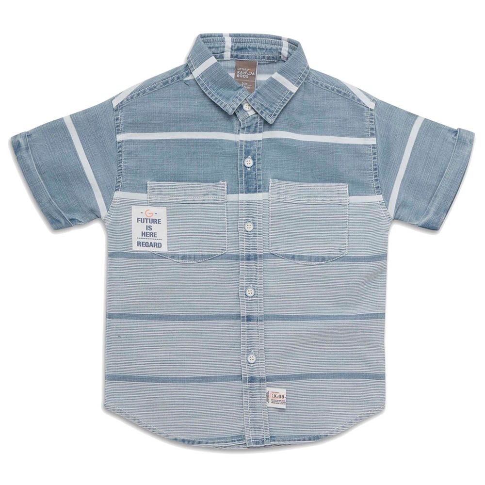 Little Kangaroos - Boy Collar Neck Shirt - Denim Blue
