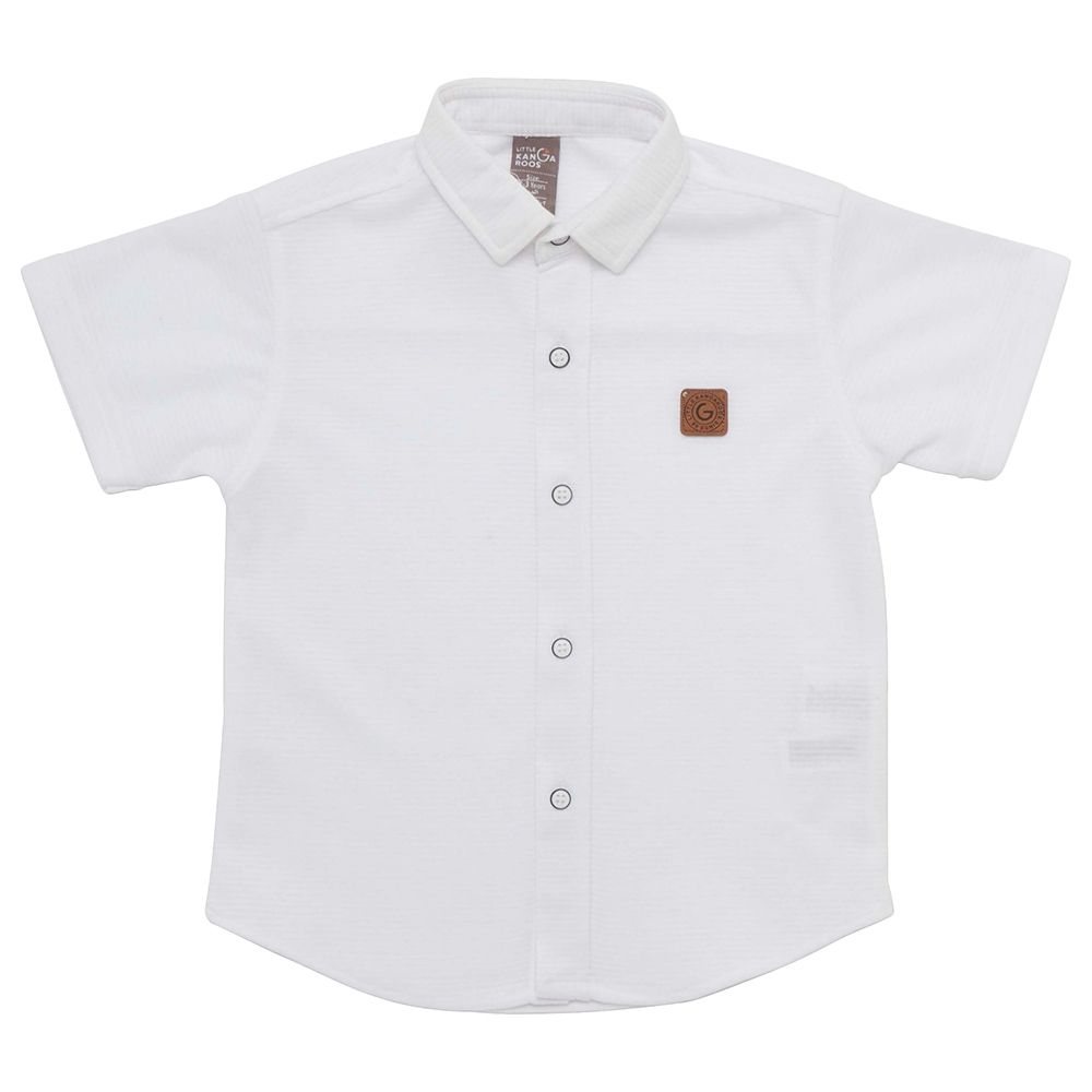 Little Kangaroos - Boy Half Sleeve Shirt - White