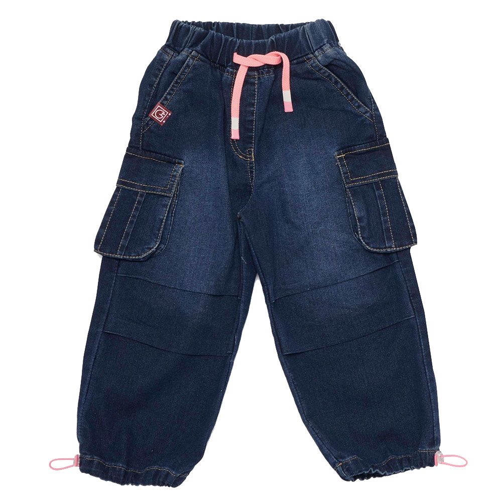 Little Kangaroos - Girls Elasticated Denim Joggers - Dark Blue