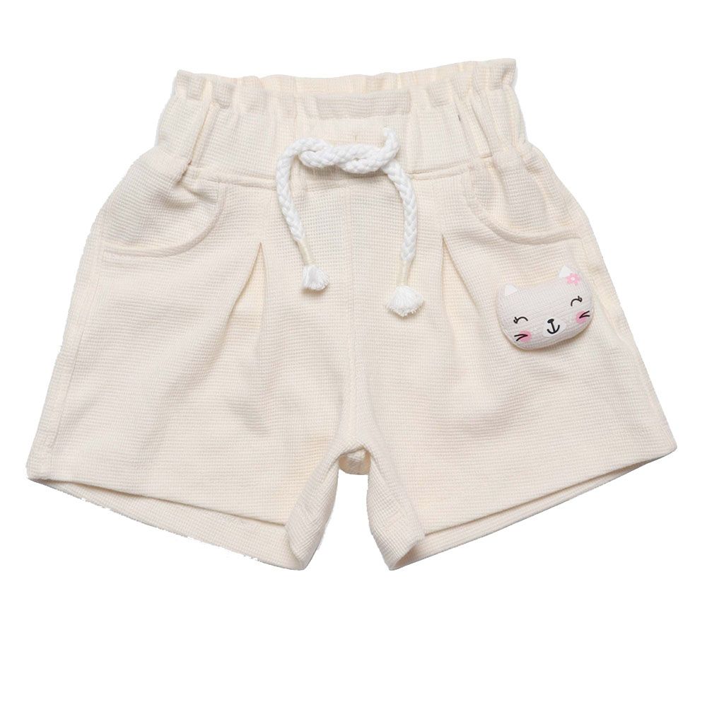 Little Kangaroos - Baby Girl Full Elastic Shorts - Cream