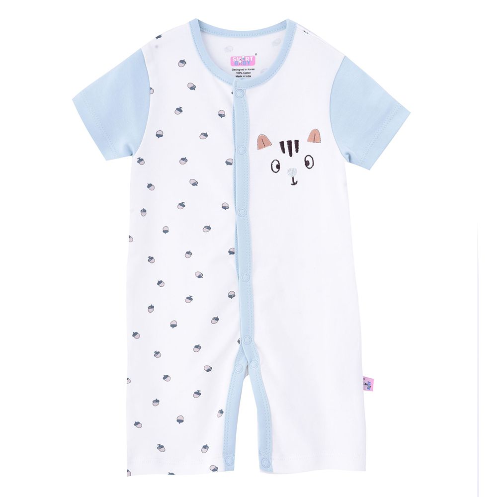 Smart Baby - Baby Boy Short Sleeve Romper - White/Blue