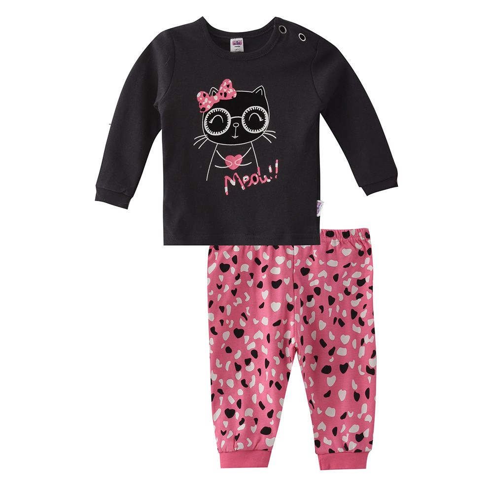 Smart Baby - 2pc-Set - Full Sleeve T-Shirt w/ Pants - Black