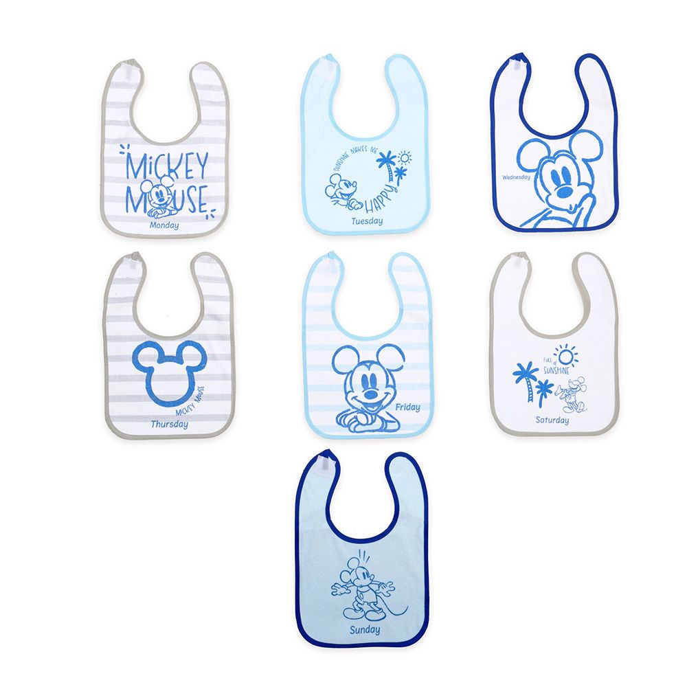 Disney - Baby Girl Disney Character Bibs - 7Pcs - Blue/White