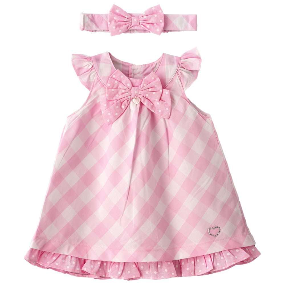 Boo Boo - 2pc-Set - Baby Girl Dress & Headband - Pink/White