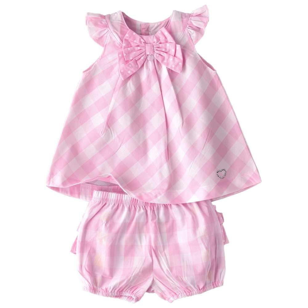 Boo Boo - 2pc-Set - Baby Girl Dress & Shorts - Pink/White