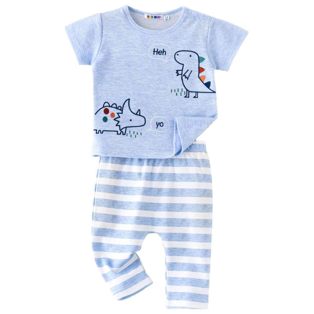 Boo Boo - 2Ps-Set - Baby Boy T-Shirt & Pants - Blue/White
