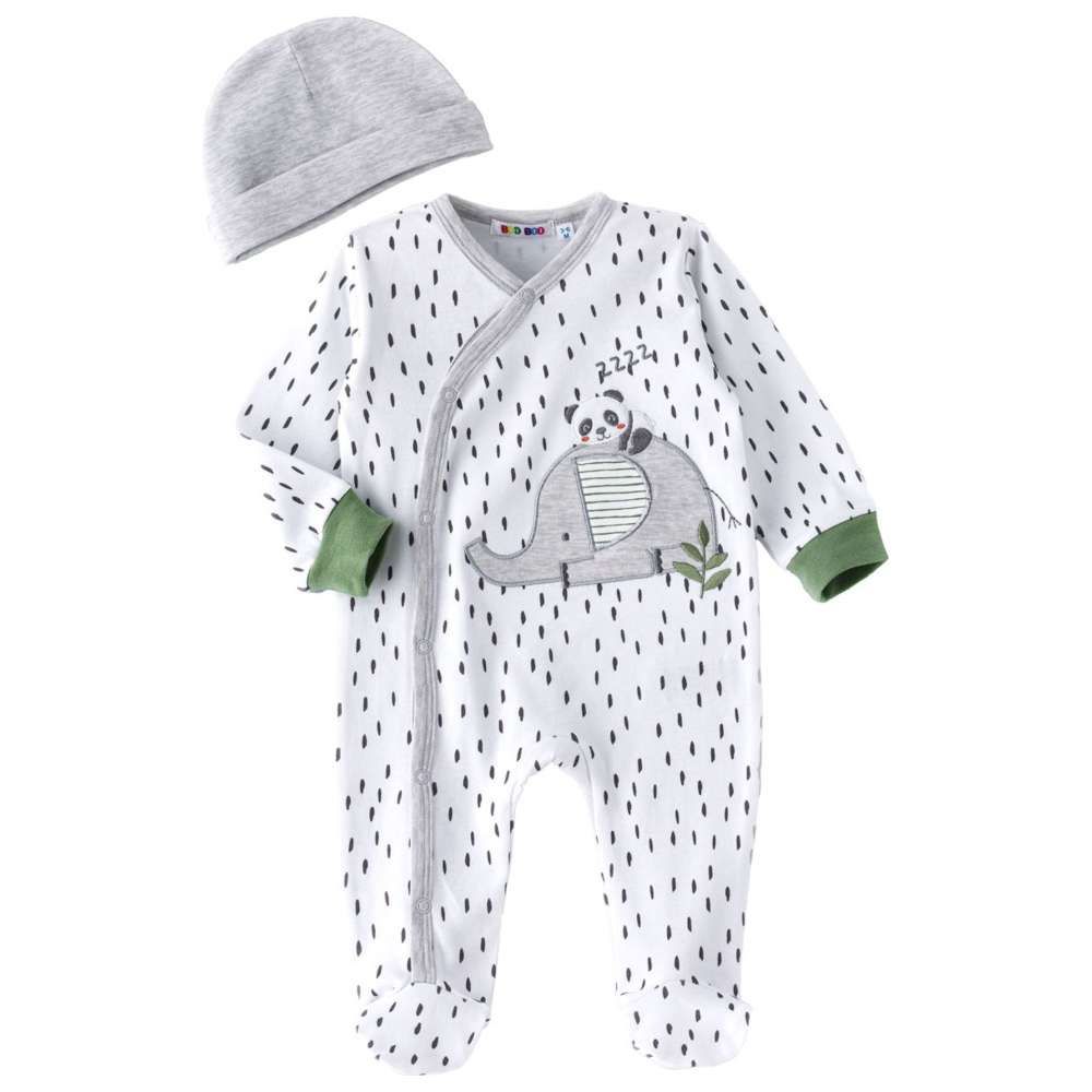 Boo Boo - 2pc-Set - Sleepsuit & Hat - Mint/Grey