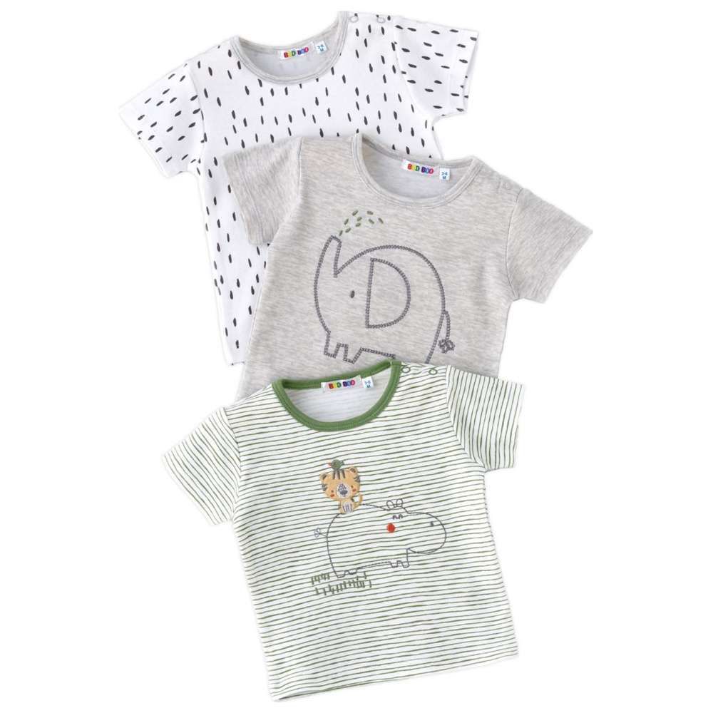 Boo Boo - 3pc-Set - Short Sleeve T-Shirt - Mint/Grey