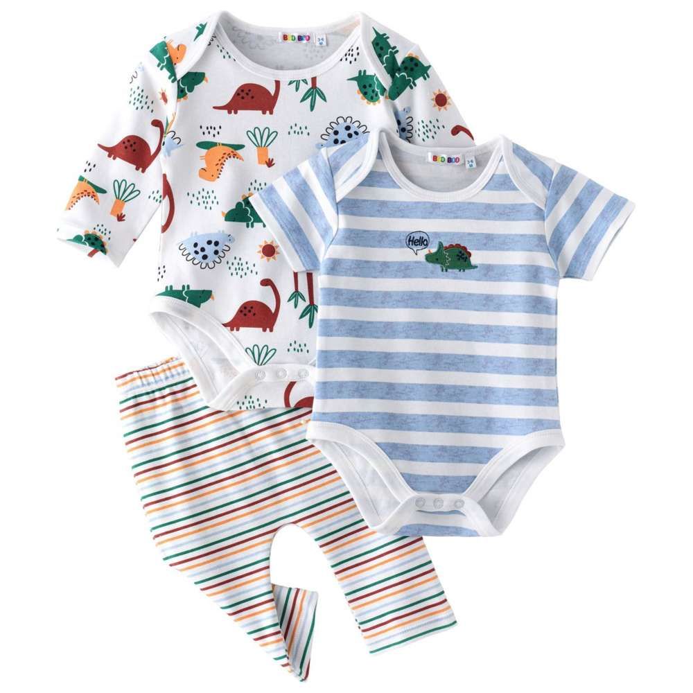 Boo Boo - 3pc-Set - Baby Boy Bodysuit & Pants - Blue