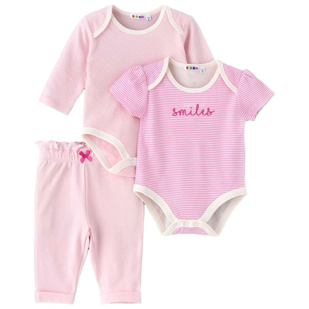 Boo Boo - 3pc-Set - Baby Girl Bodysuit & Leggings - Pink