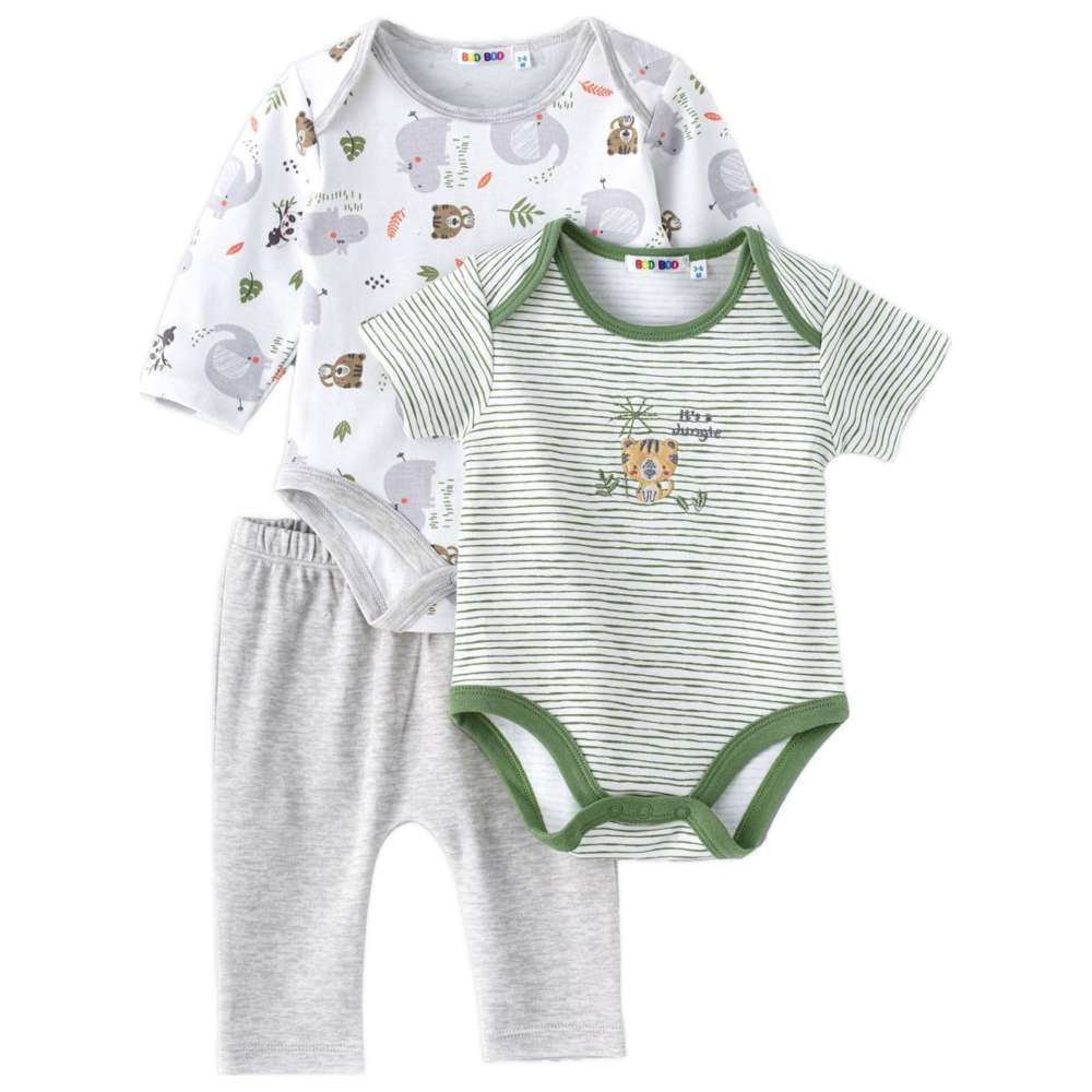 Boo Boo - 3pc-Set - Bodysuit & Leggings - Mint/Grey