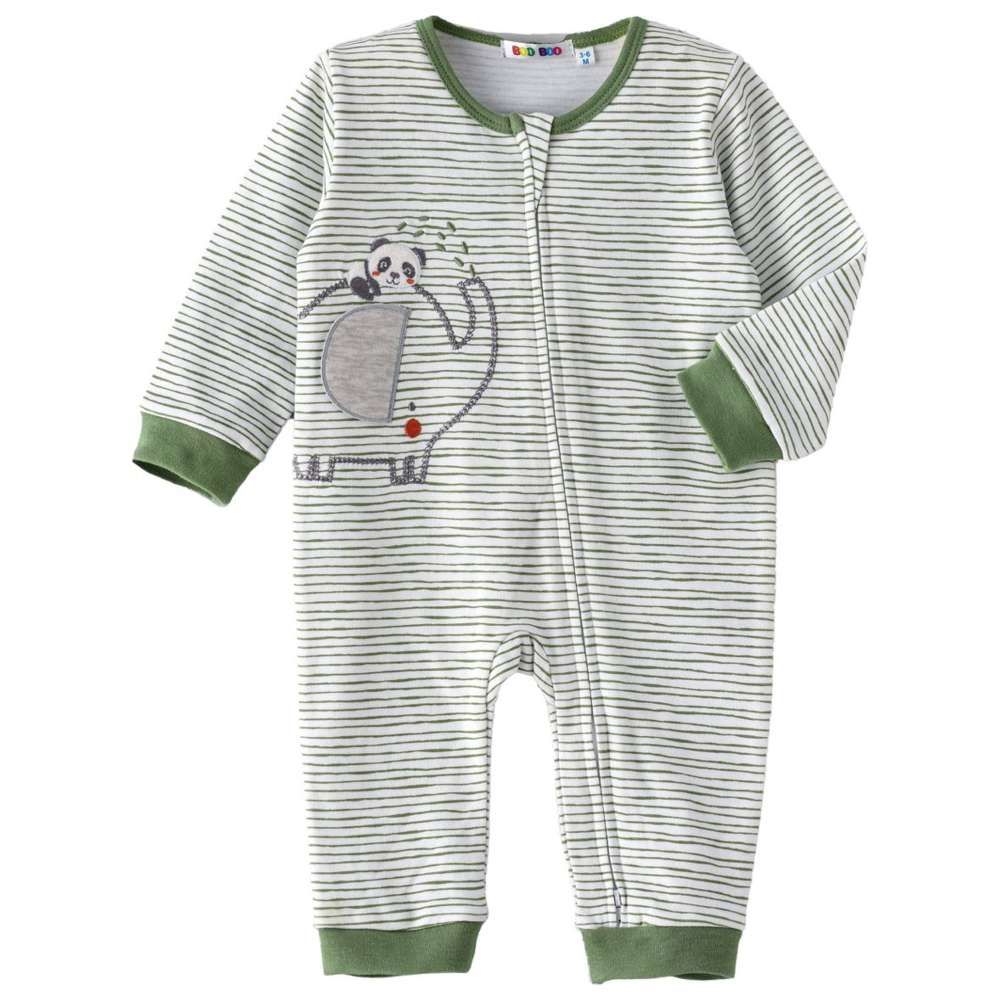 Boo Boo - Baby Front Zip Romper - Mint/Grey
