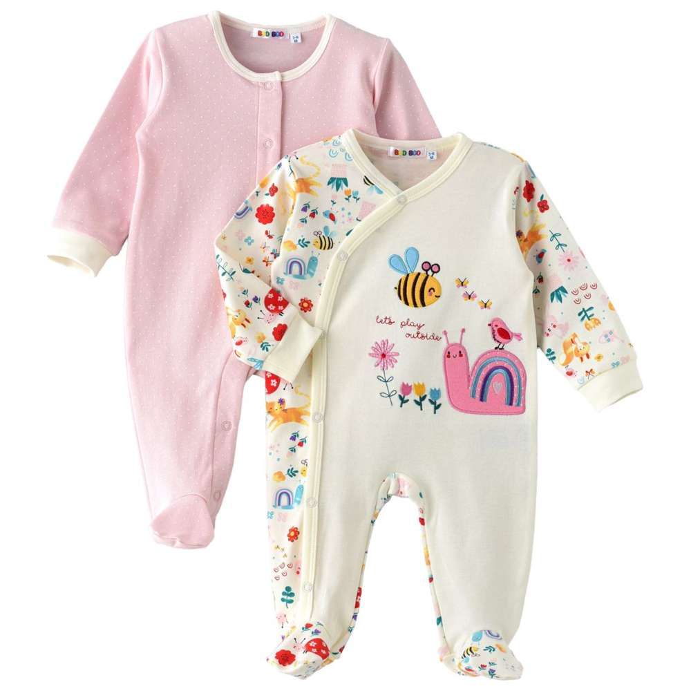 Boo Boo - 2pc-Set - Baby Girl Front Zip Sleepsuits