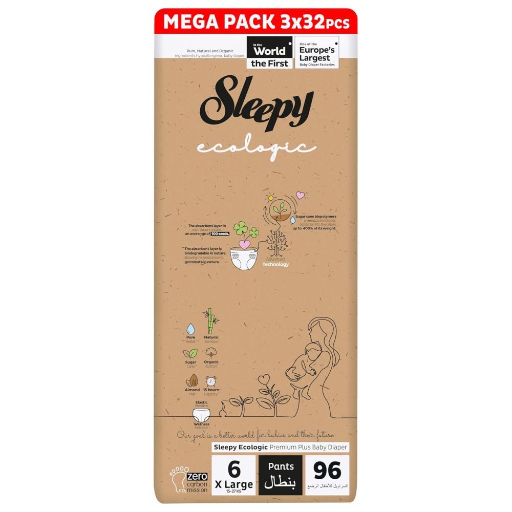 Sleepy - Ecologic Premium Diaper Pants - Size 6 - 15-27 Kg - 96 Count