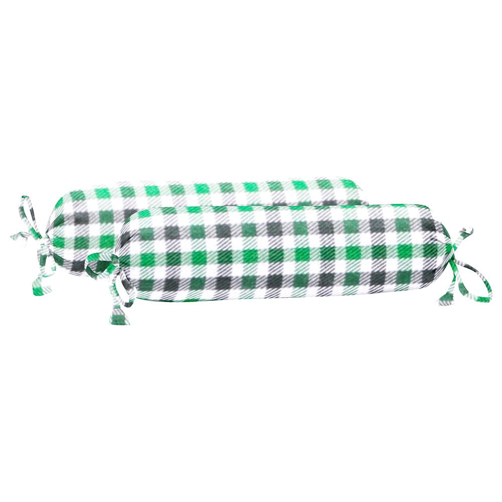 The Baby Atelier - Organic Checkered Baby Bolster Cover Set - Green/Black - Pack of 2