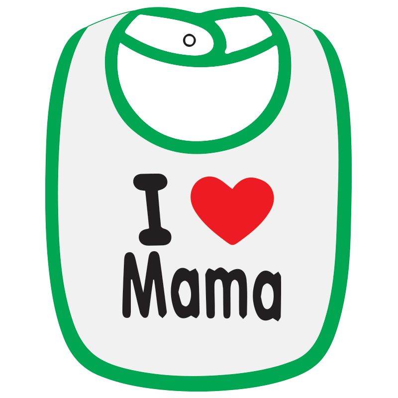 Twinkle Hands - I love Mama Baby Bib - White/Green