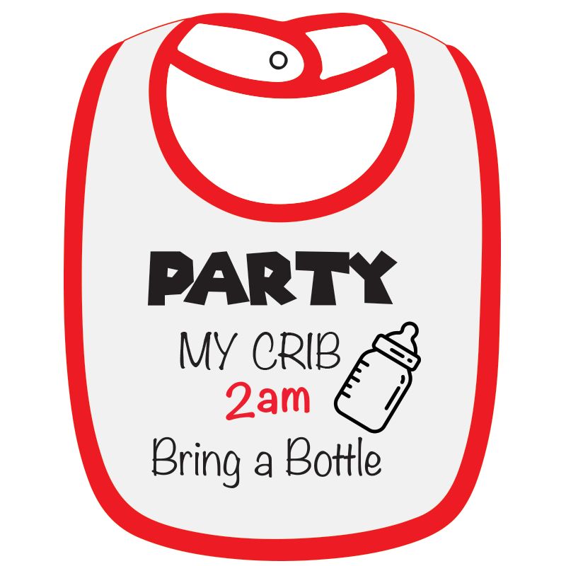 Twinkle Hands - Party My Crib Baby Bib - White/Red