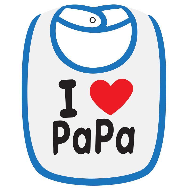 Twinkle Hands - I love Papa Baby Bib - White/Blue