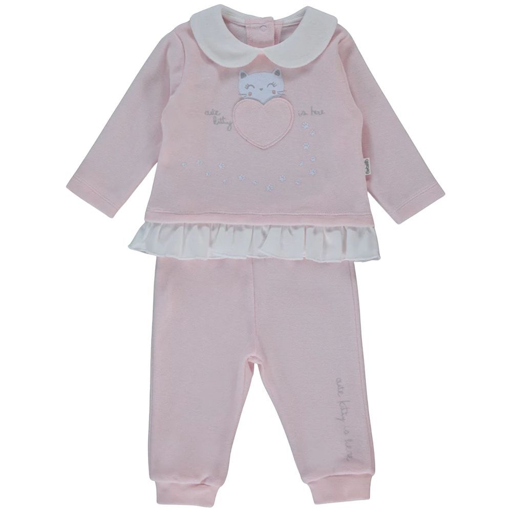 Bebetto - 2pc-Set - Baby Girl's Cute Kitty Pyjama Set - Pink