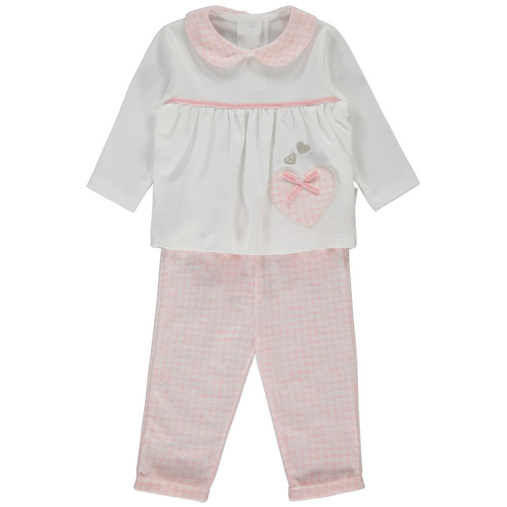 Bebetto - 2pc-Set - Baby Girl's Pyjama Set - White/Pink