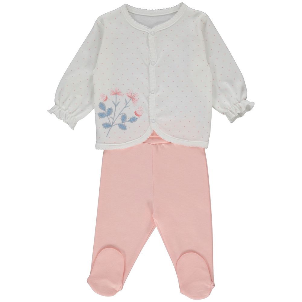 Bebetto - 2pc-Set - Baby Girl's Printed Pyjama Set - White/Pink
