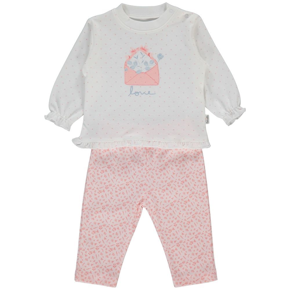 Bebetto - 2pc-Set - Baby Girl's Love Pyjama Set - White/Pink