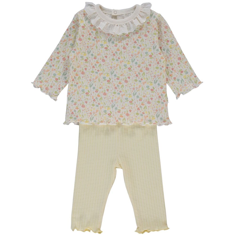 Bebetto - 2pc-Set - Baby Girl's Floral Pyjama Set - Beige