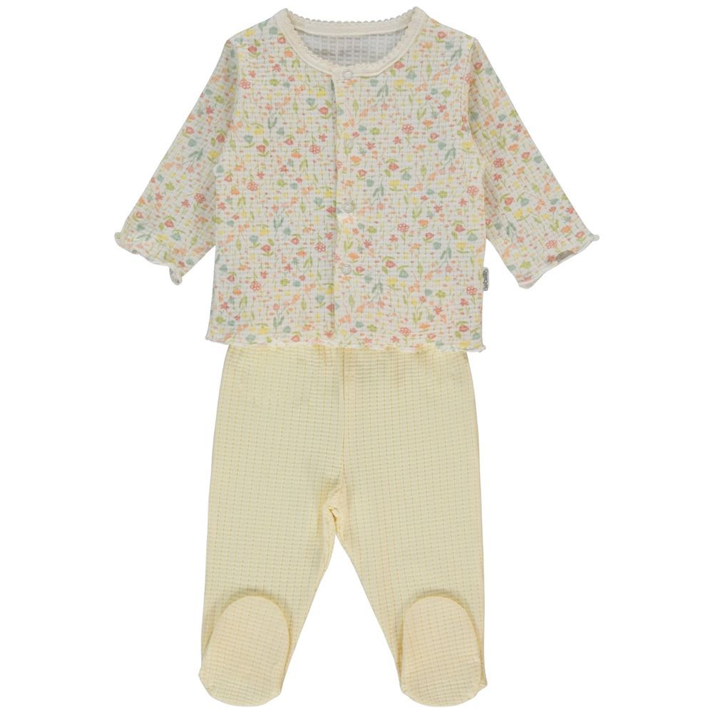 Bebetto - 2pc-Set - Baby Girl's Printed Pyjama Set - Beige