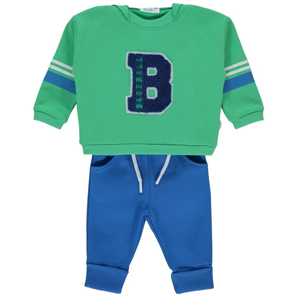 Bebetto - 2pc-Set - Baby Boy Hooded Sweatshirt & Joggers - Green/Blue