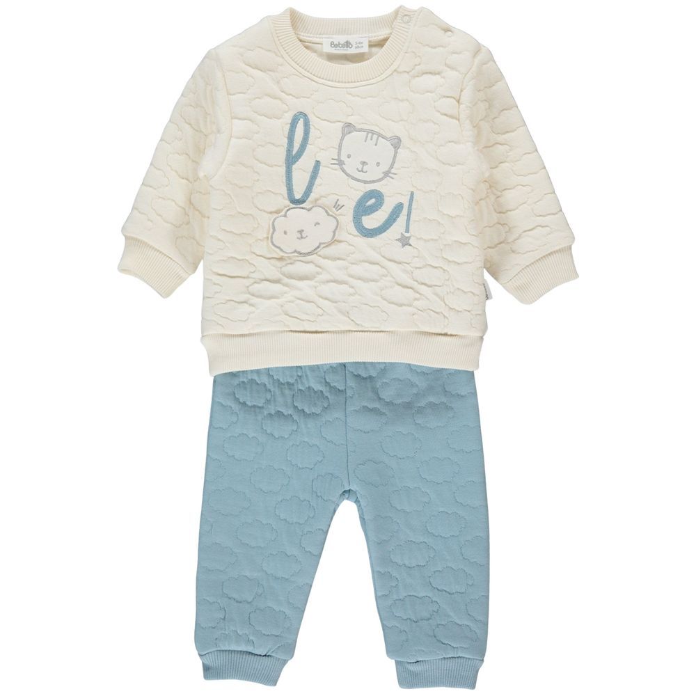 Bebetto - 2pc-Set - Baby Boy Sweatshirt & Joggers - White/Blue
