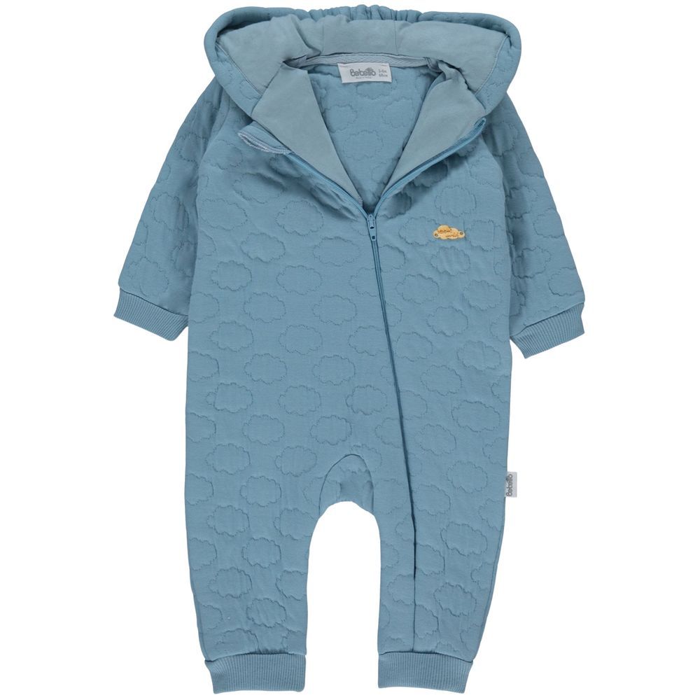Bebetto - Baby Boy Hooded Zipper Sleepsuit - Blue