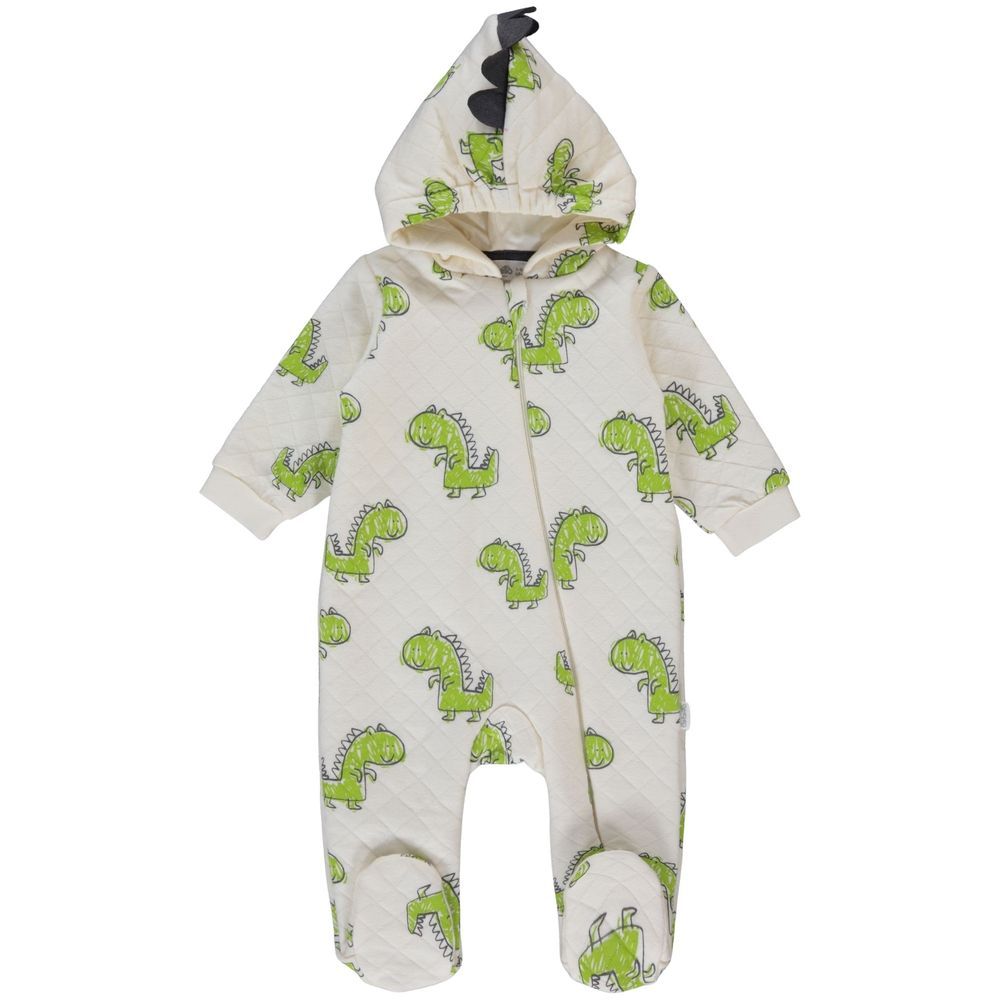 Bebetto - Baby Boy Dino Hooded Sleepsuit - White