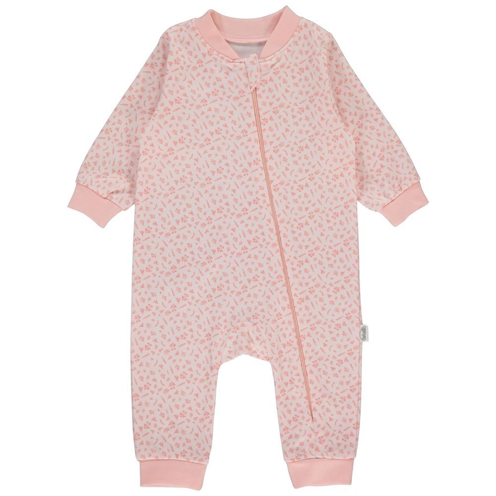 Bebetto - Baby Girl's Floral Zipper Sleepsuit - Pink