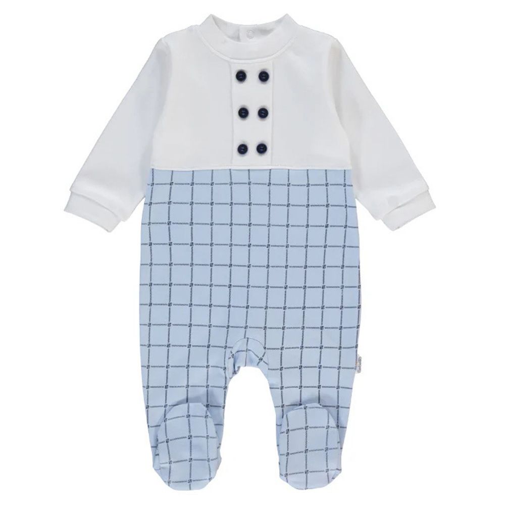 Bebetto - Baby Boy Checks Sleepsuit - Blue