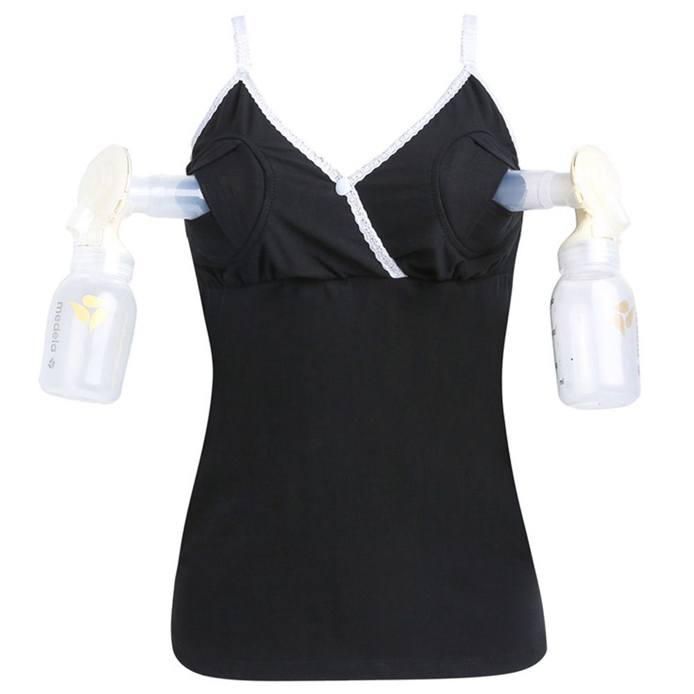 Blooming Blossom - Nursing Tank Top - Black