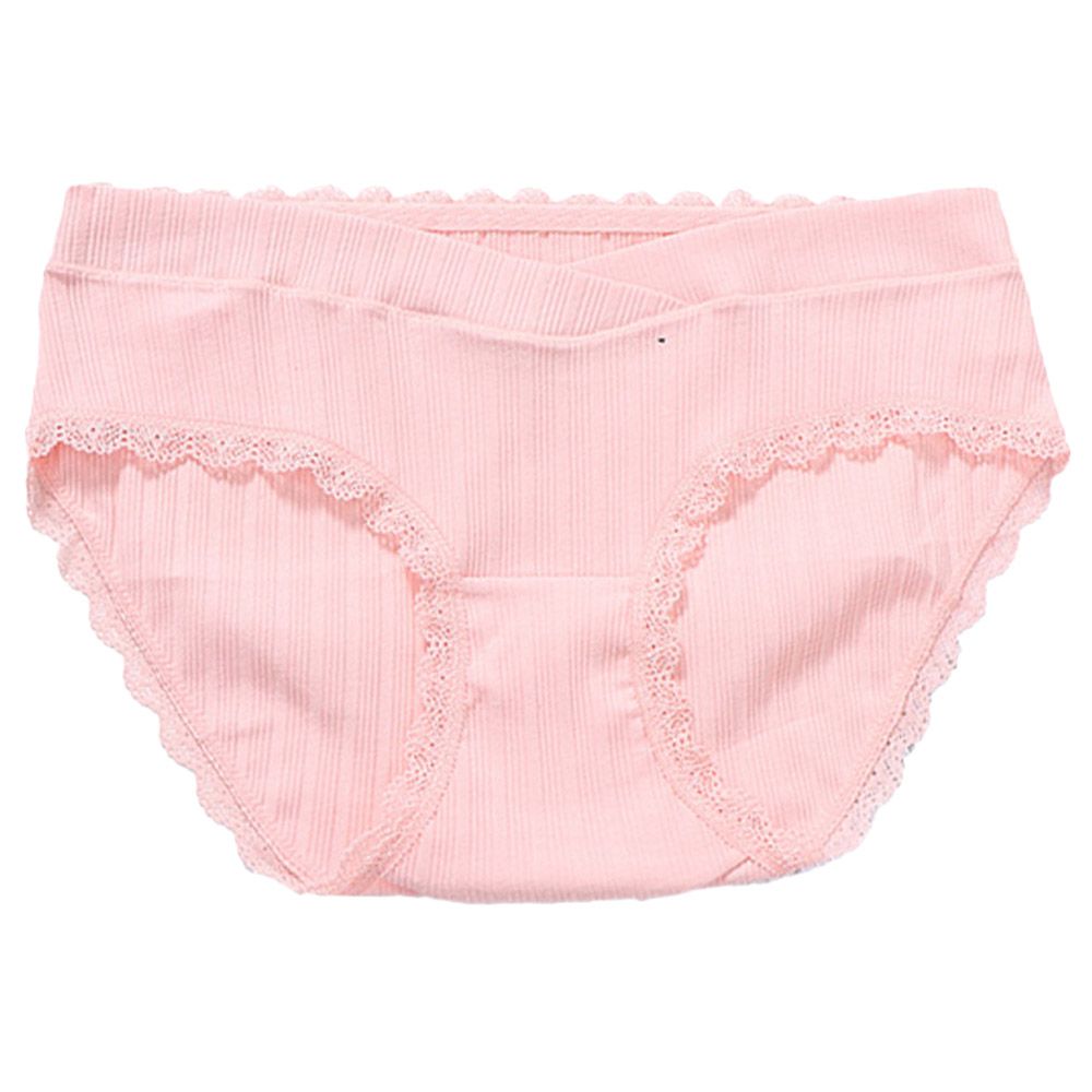 Blooming Blossom - Low Waist Cotton Seamless Maternity Briefs - Pink