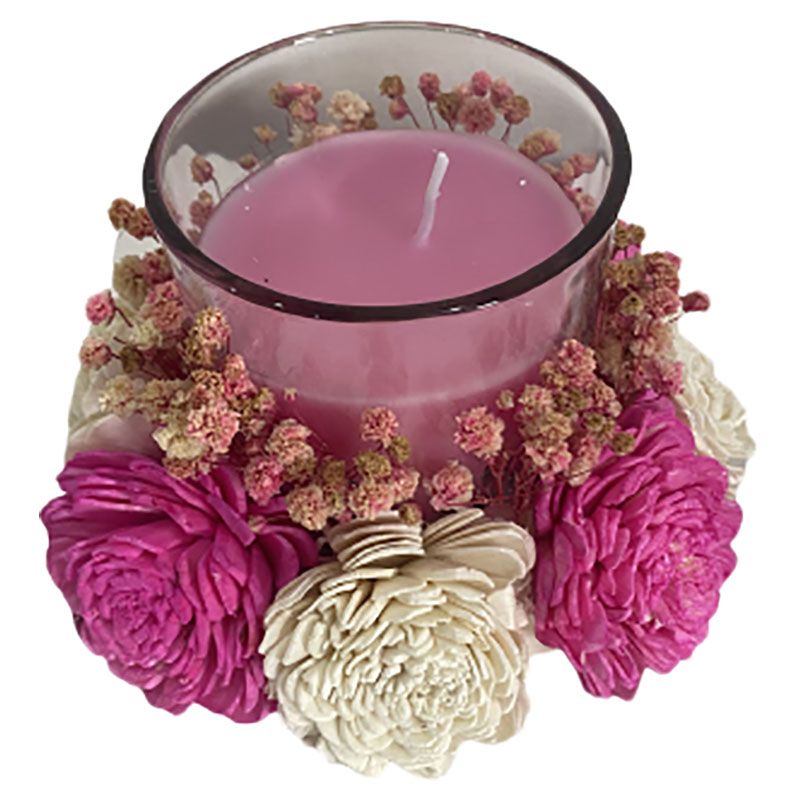 Eco Flowers - Handcrafted Candles with Eco Dried Flowers- Strawberry