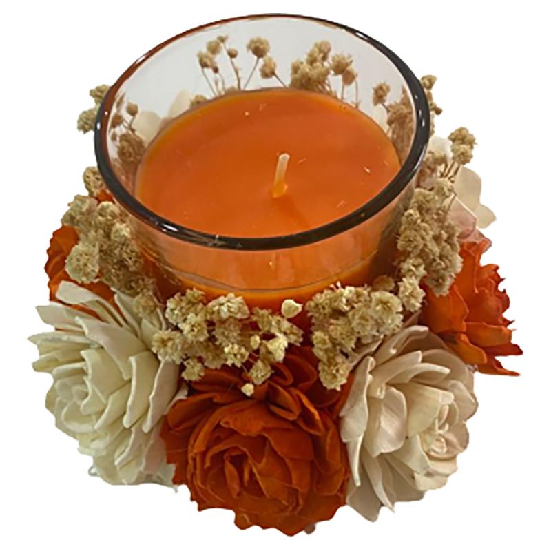 Eco Flowers - Handcrafted Candles with Eco Dried Flowers- Peach